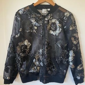Oc Vintage mesh floral Bomber Jacket